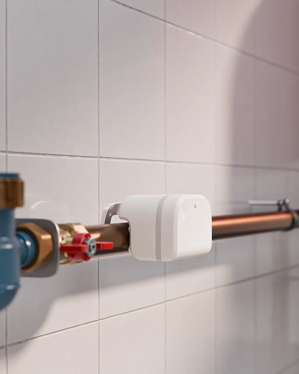 A connected water meter installed on property pipework
